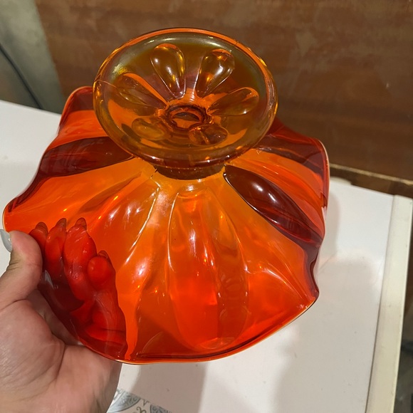 Vintage Viking 6 Petal Persimmon Compote Bowl - Picture 6 of 6